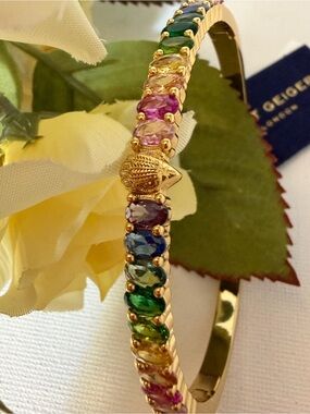 Gold Multi-Color Gemstone Bracelet - Women Jewelry